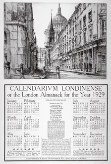 Watling Street, City of London, 1928. Artist: William Monk