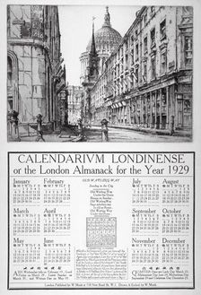 Watling Street, City of London, 1928. Artist: William Monk