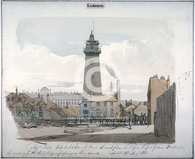 Watt's Shot Tower, Lambeth, London, 1813. Artist: Anon