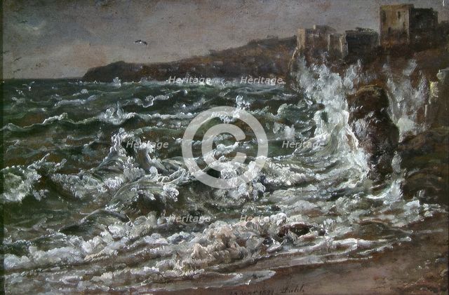 Waves and Breakers in the Bay of Naples, 1821. Creator: Johan Christian Dahl.