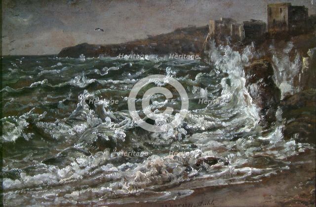 Waves and Breakers in the Bay of Naples, 1821. Creator: Johan Christian Dahl.