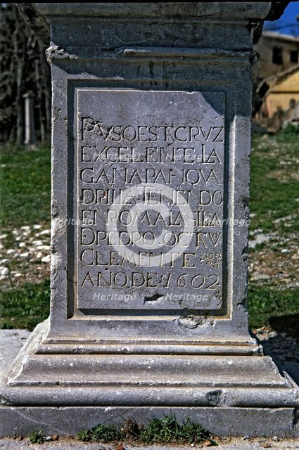 Way of the Sacro Monte. The Ganapanes Cross in the via crucis, erected in memory of Christian mar…
