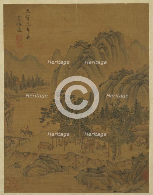 Way-station and travelers, Ming dynasty, 16th century. Creator: Unknown.