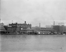 Wayne Hotel and Pavilion from the river, Detroit, Mich., between 1900 and 1915. Creator: William H. Jackson