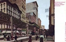 Wabash Avenue, looking north from Monroe Street, Chicago, Illinois, USA, 1907