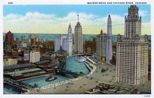Wacker Drive and the Chicago River, Chicago, Illinois, USA, 1927