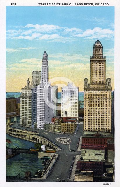 Wacker Drive and the Chicago River, Chicago, Illinois, USA, 1928. Artist: Unknown