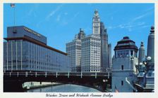 Wacker Drive and the Wabash Avenue Bridge, Chicago, Illinois, USA, 1958