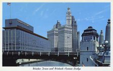 Wacker Drive and the Wabash Avenue Bridge, Chicago, Illinois, USA, 1958