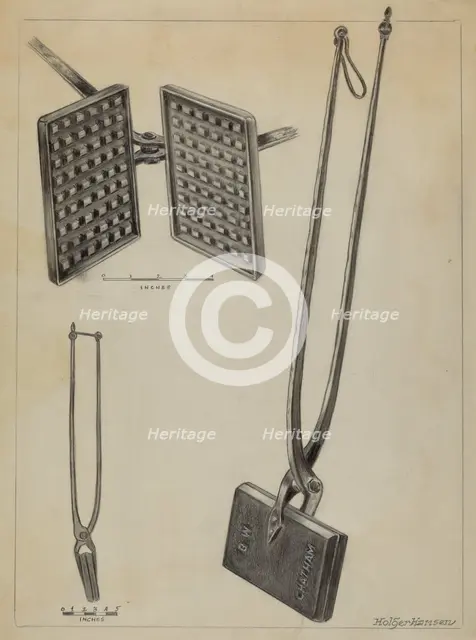 Waffle Iron, c. 1936. Creator: Holger Hansen.