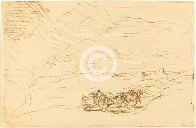 Wagon Going to Town (Le Charriot allant a la ville), 1860. Creator: Jean-Baptiste-Camille Corot.