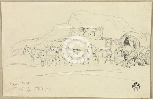 Wagon with Eight Horses Being Hitched, n.d. Creator: John Ward I.