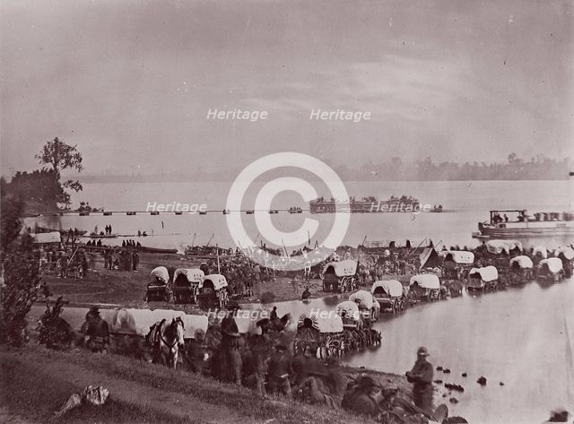 Wagon Train at Port Royal, Rappahannock River, 1861-65. Creator: Andrew Joseph Russell.