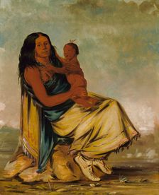 Wáh-chee-te, Wife of Cler-mónt, and Child, 1834. Creator: George Catlin