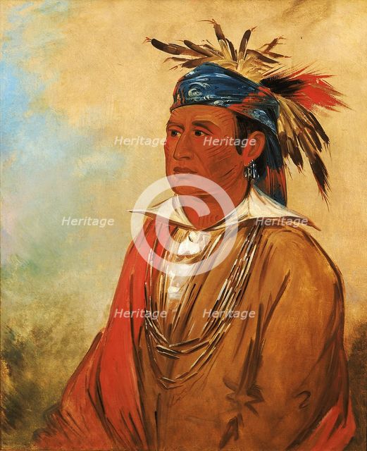 Wah-pón-jee-a, The Swan, a Warrior, 1830. Creator: George Catlin.