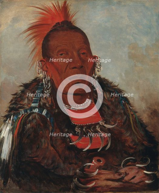 Wah-ro-née-sah, The Surrounder, Chief of the Tribe, 1832. Creator: George Catlin.
