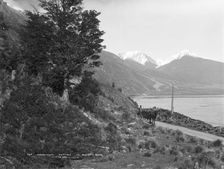 Waimakariri cutting, West Coast Road, 1880s. Creator: Burton Brothers