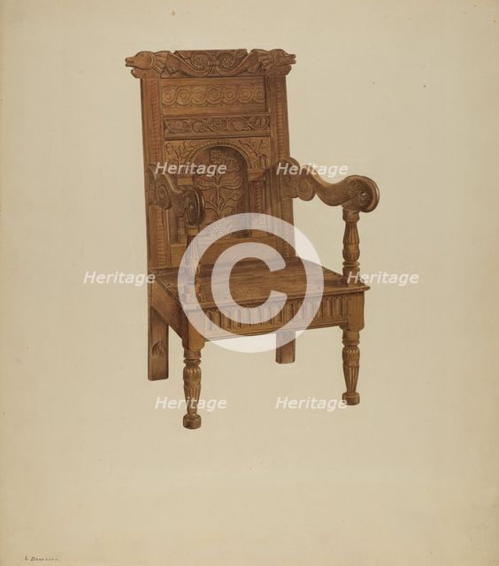 Wainscot Armchair, c. 1939. Creator: Leo Drozdoff.
