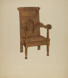 Wainscot Armchair, c. 1939. Creator: Leo Drozdoff