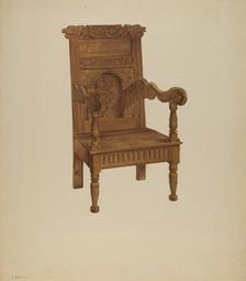 Wainscot Armchair, c. 1939. Creator: Leo Drozdoff