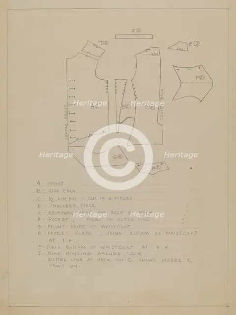 Waistcoat Pattern, c. 1936. Creator: Rosalia Lane.