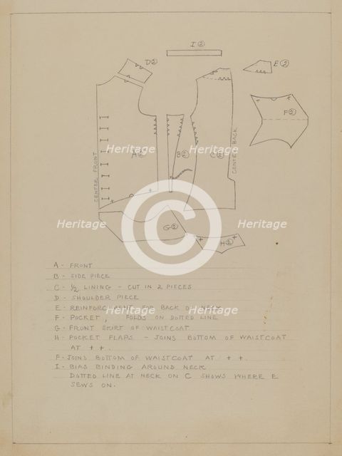 Waistcoat Pattern, c. 1936. Creator: Rosalia Lane.