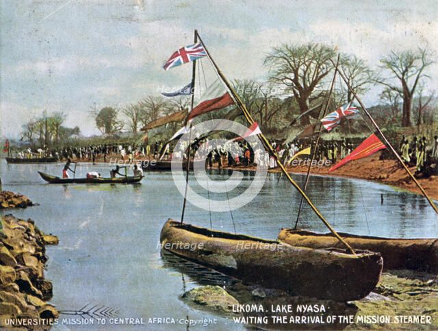 'Waiting the Arrival of the Mission Steamer', Likoma, Lake Nyasa, Africa, 1904. Artist: Unknown