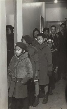 Waiting to register for music classes under the Federal Music Project, 1935 - 1943. Creator: Watkins