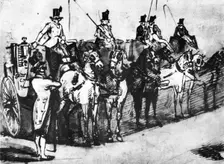 Waiting Carriages 19th century, (1930). Artist: Constantin Guys