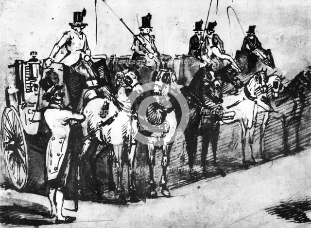 'Waiting Carriages', 19th century, (1930). Artist: Constantin Guys