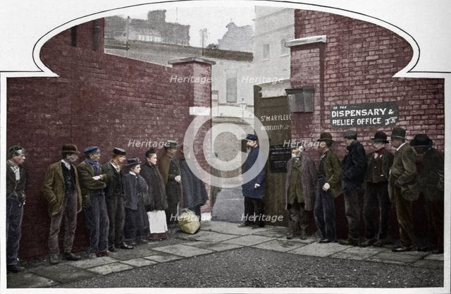 Waiting for admission to St Marylebone Workhouse, Luxborough Street, London, c1901 (1903). Artist: Unknown.