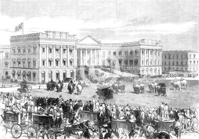 Waiting for the arrival of the Duke of Edinburgh at Government House, Calcutta, 1870. Creator: C. R..