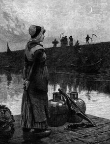 "Waiting for the Ferry" by G. Clausen, 1881. Creator: Unknown