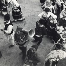 Waiting for the start of a Kolo dance, Sarajevo, Bosnia-Hercegovina, Yugoslavia, 1939