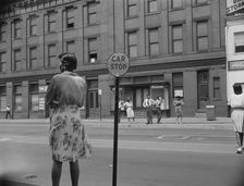Waiting for the street car at 7th and Florida Avenue, N.W., Washington, D.C., 1942. Creator: Gordon Parks
