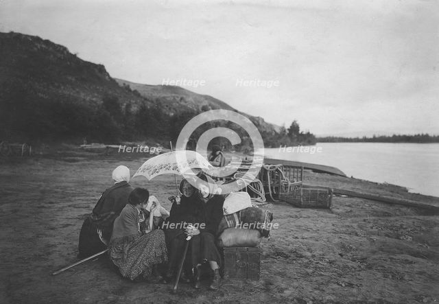 Waiting for the ship at the Bateni pier, 1900. Creator: Unknown.