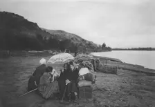 Waiting for the ship at the Bateni pier, 1900. Creator: Unknown