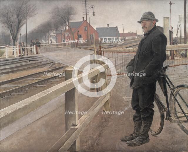 Waiting for the Train. Level Crossing by Roskilde Highway, 1914. Creator: Laurits Andersen Ring.
