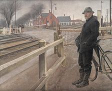 Waiting for the Train. Level Crossing by Roskilde Highway, 1914. Creator: Laurits Andersen Ring