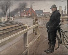 Waiting for the Train. Level Crossing by Roskilde Highway, 1914. Creator: Ring, Laurits Andersen (1854-1933)