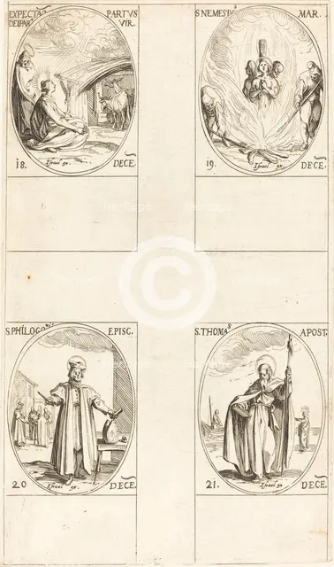 Waiting for the Virgin to Give Birth; St. Nemesius; St. Philogonius; St. Thomas. Creator: Jacques Callot.