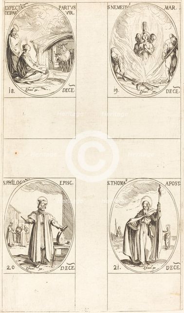 Waiting for the Virgin to Give Birth; St. Nemesius; St. Philogonius; St. Thomas. Creator: Jacques Callot.