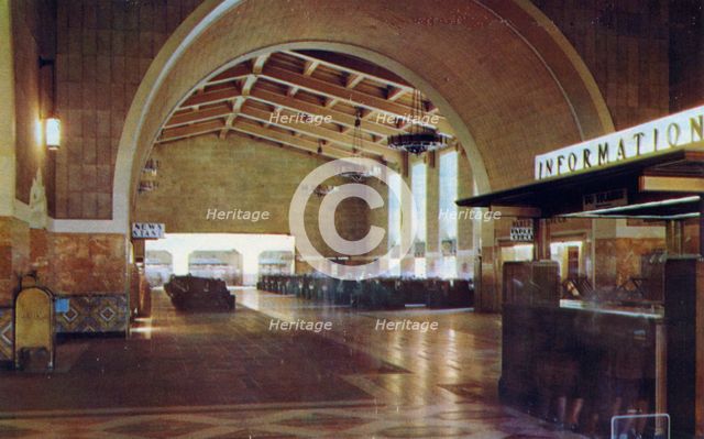 Waiting room, Union Station, Los Angeles, California, USA, 1953. Artist: Unknown