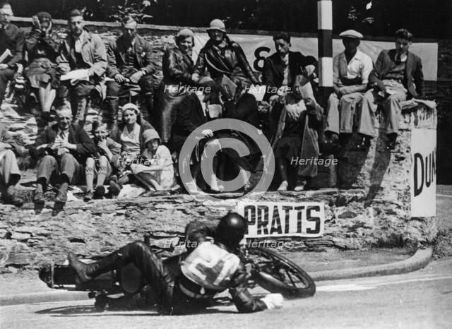Wal Handley at the Junior TT, Isle of Man, 1933. Artist: Unknown