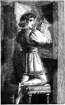 Waldensian youth hiding his vernacular Bible c1200 (19th century)