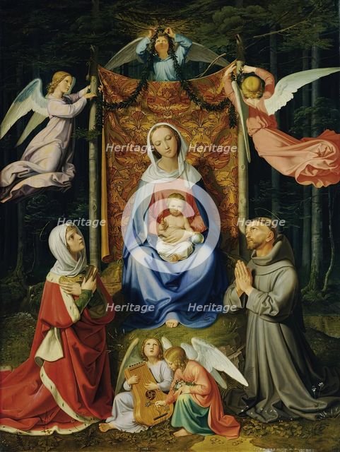 Waldesruhe (Madonna with child, St. Adelheid and St. Francis), 1835. Creator: Joseph von Fuhrich.