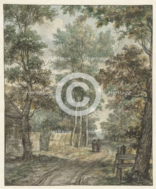 Walkers on a forest road near Heemstede, 1752-1819. Creator: Juriaan Andriessen.