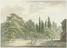 Walkers on a terrace of the Villa Conti in Frascati, 1791. Creator: Daniel Dupré
