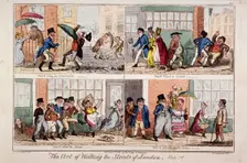 Walking the streets of London 1818. Artist: George Cruikshank