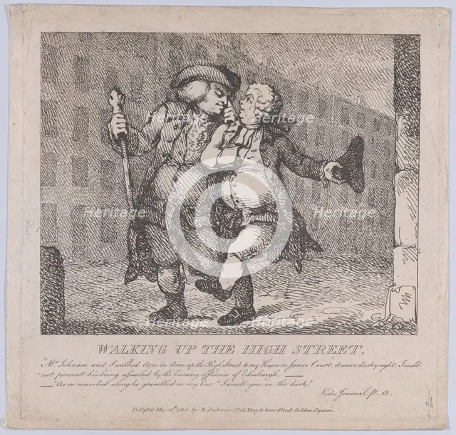 Walking Up the High Street, Edinburgh (Picturesque Beauties of Boswell, Part the F..., May 15, 1786. Creator: Thomas Rowlandson.